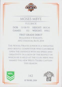 2019 NRL Elite #142 Moses Mbye Back
